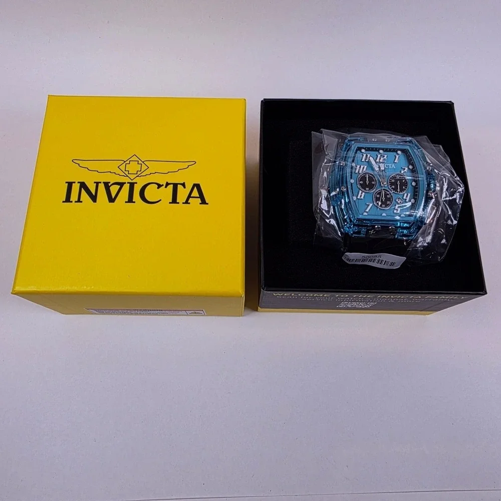 Invicta S1 Rally Chronograph Mens Blue Dial‎ Black Silicone Watch 40085 NEW